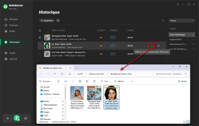 Visualisez les chansons SoundCloud téléchargées