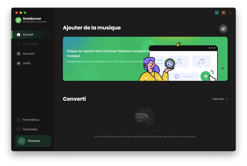 Interface de NoteBurner Spotify Music Converter pour Mac