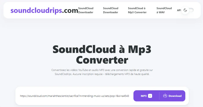 SoundCloud à MP3 Converter : soundcloudrips.com