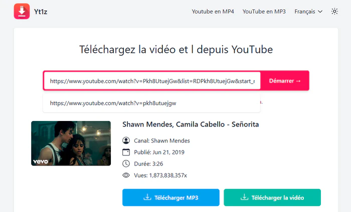Yt1z : Convertisseur YouTube MP3