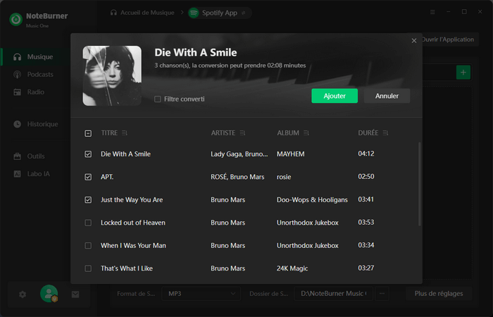 Copier et coller l’URL de la musique