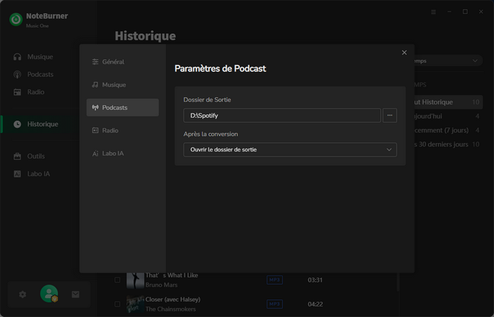 Téléchargement de podcasts