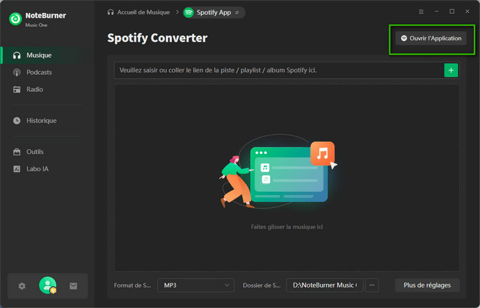 Choisissez le mode Spotify App