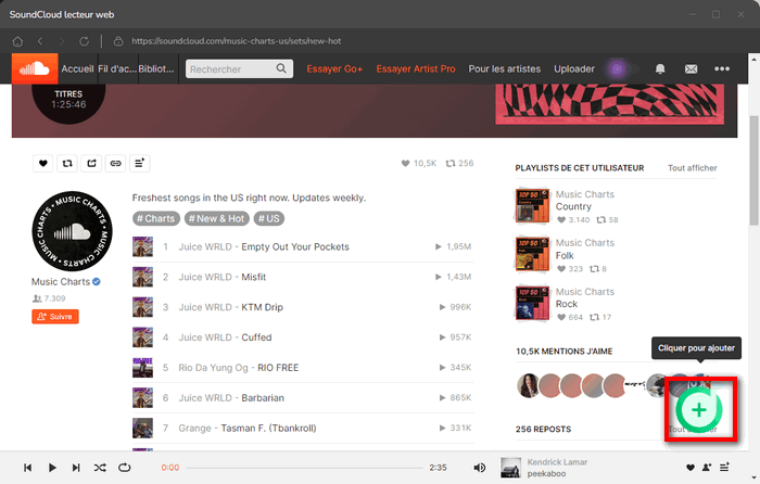 Ouvrez la playlist ou l'album dans SoundCloud