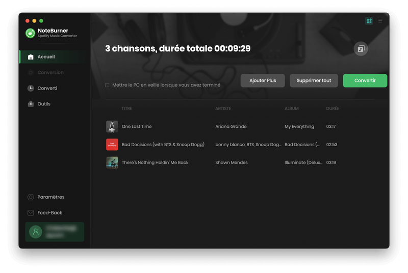 Téléchargez les titres Spotify