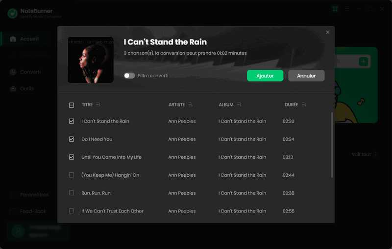 Importez la playlist Spotify dans NoteBurner