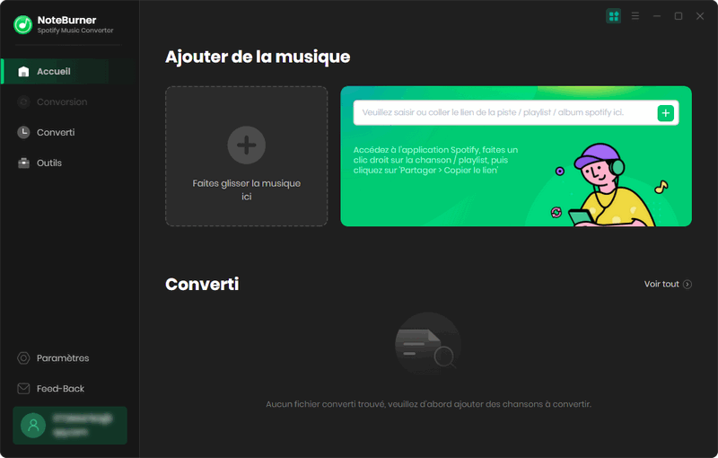 Interface de NoteBurner Spotify Music Converter pour Windows
