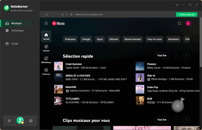 Démarrez NoteBurner YouTube Music Converter