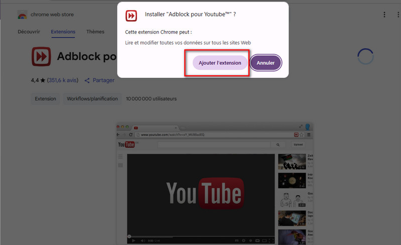 Ajouter Adblock for Youtube™ dans Chrome