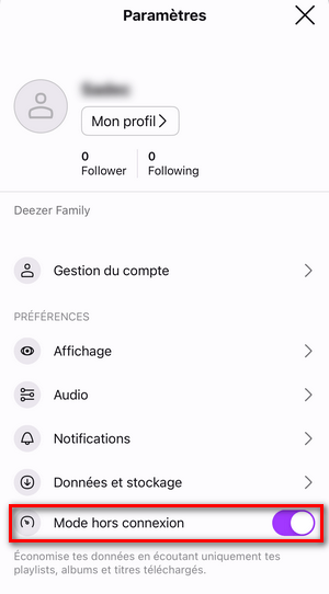 Activer le mode hors connexion Deezer sur votre téléphone