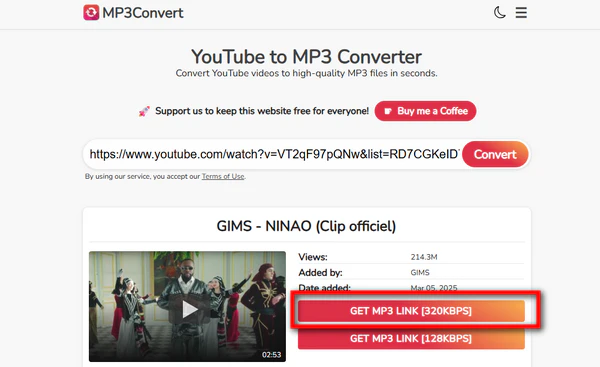 MP3Convert YouTube to MP3 320 kbps Converter