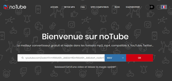 Convertisseur YouTube WAV Gratuit : noTube