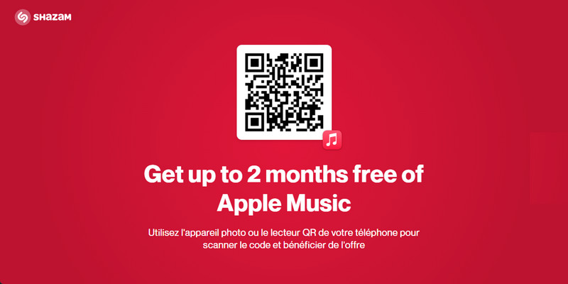 Obtenir Apple Music 2 mois gratuit via Shazam