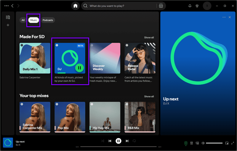 Activer Spotify AI DJ