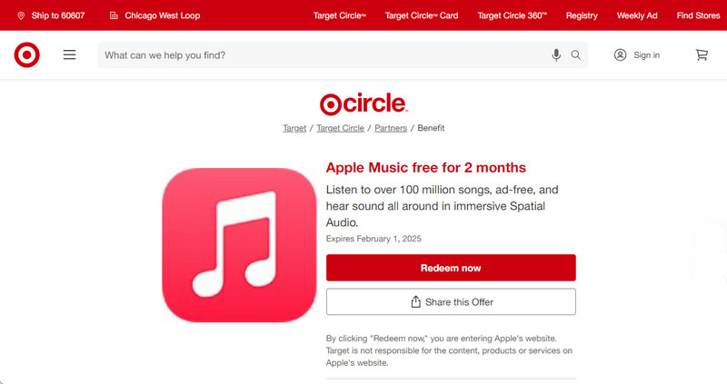 Profiter Apple Music 2 mois gratuit via Target