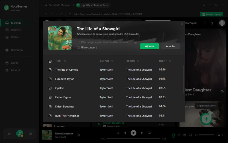 Ajouter l'album de Taylor Swift