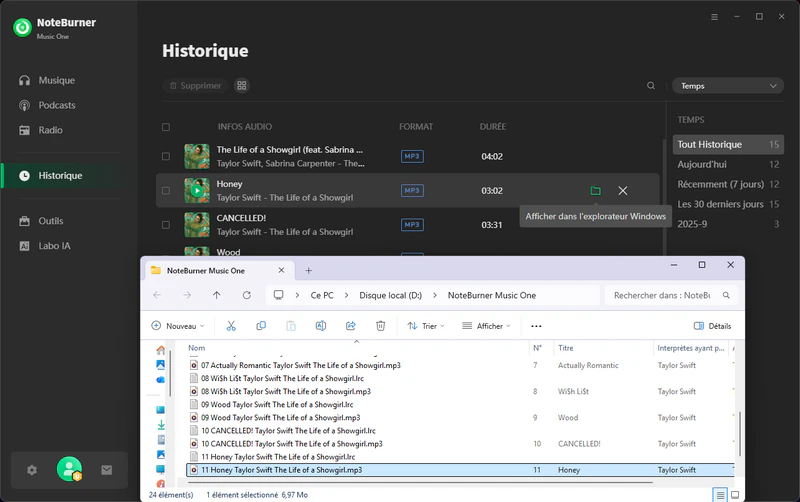 Convertir l'album de Taylor Swift en MP3