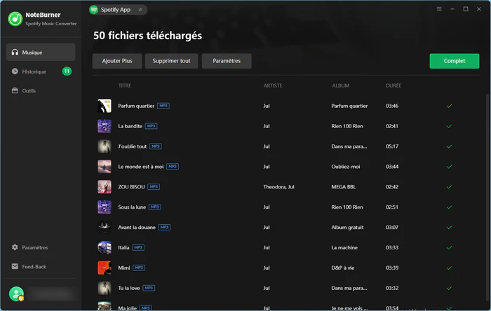 Convertir une playlist Spotify en MP3 avec NoteBurner