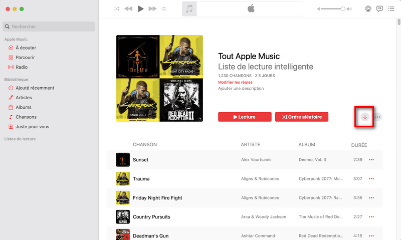 Télécharger toutes vos chansons depuis la bibliothèque Apple Music