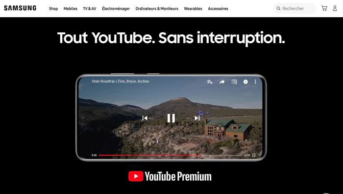Obtenir YouTube Premium 4 mois gratuit avec Samsung