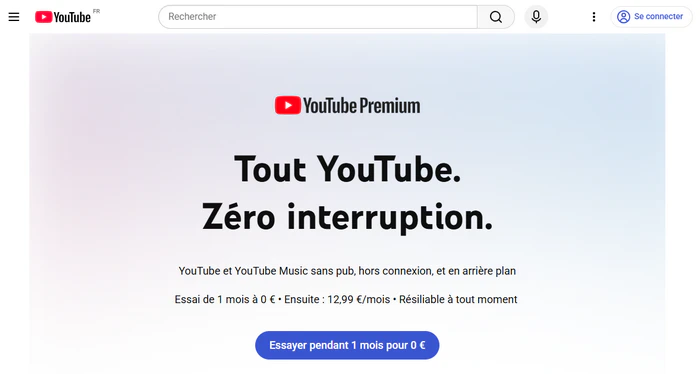 Avoir YouTube Premium gratuit 1 mois