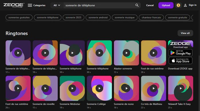 Télécharger des sonneries MP3 gratuites sur Zedge