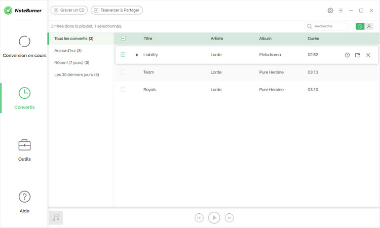 Trouvez les fichiers audio convertis